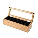 H.yina Ver Caja de Reloj Reloj para Hombre Organizador de exhibición Joyas Madera 6 Caja de Almacenamiento para Reloj con Tapa de Vidrio y Cojines Suaves, Color Negro/Madera