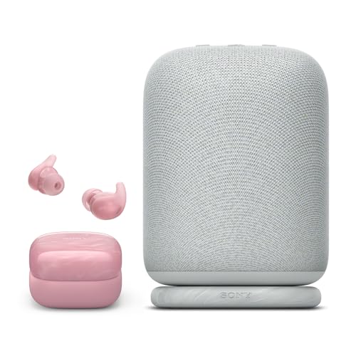 Image of Sony LinkBuds Bundle: Truly Wireless Noise Canceling Earbuds in Pink with Portable Bluetooth Speaker in Light Gray