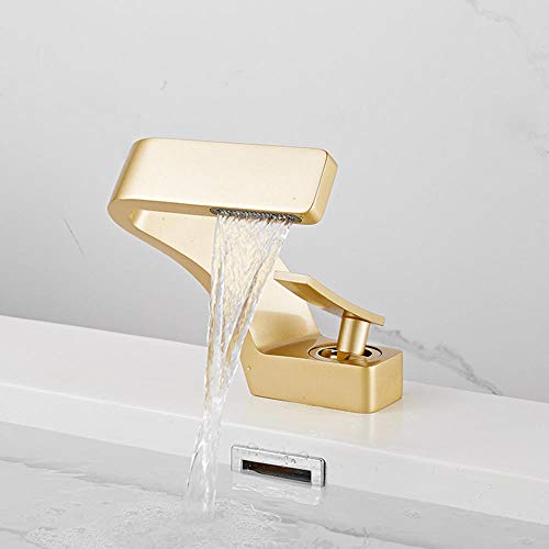 Robinet de salle de bains cascade en laiton-doré pour lavabo moderne