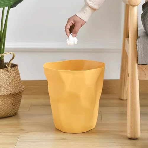 Basurero amarillo grande sin tapa 12L miniatura 3