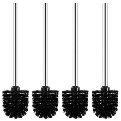 Preisvergleich Produktbild Poualss 4er-Pack Toilettenbürsten, Wiederverwendbare Toilettenbürste mit schwarzem Bürstenkopf und Edelstahlgriff für das Badezimmer zu Hause