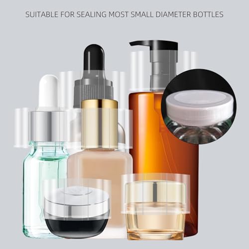 Image of 600PCS Clear PVC Shrink Wrap, 1.73 X 1.18 Inch PVC Heat Shrink Wrap, Plastic Heat Shrink Band Cap Seal /Clear Perforated Heat Shrink Wrap for Travel Cosmetic Bottle, Plastic Shrink Wrap for Jar, Can