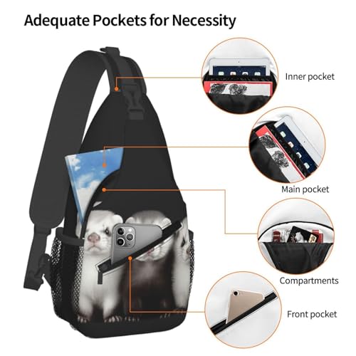 Bolso tipo Sling Crossbody Negro para senderismo y uso diario miniatura 3