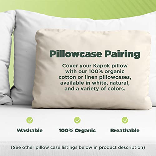 Bean Products Standard Organic Kapok Pillow - 20" X 26" - Organic Cotton Zippered Shell - Made In Usa #TOP5