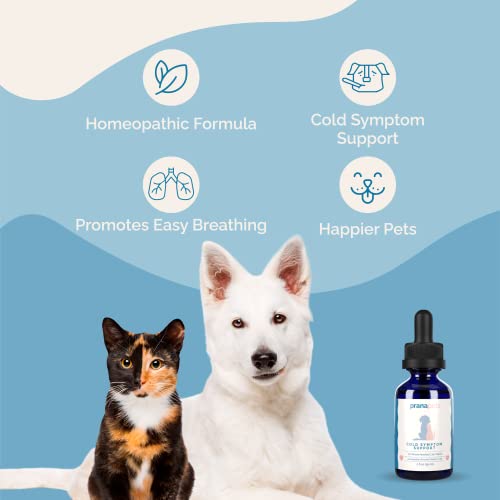Cold Symptom Support For Cats & Dogs | Natural Formula Safely Aids With Colds, Asthma, Seasonal Allergies & Kennel Cough | Helps Open Airways For Easy Breathing | By Prana Pets #TOP4