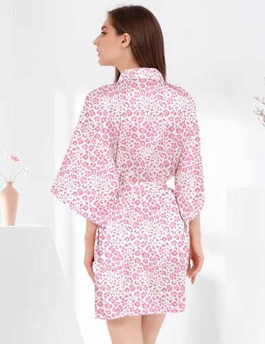 Image of MORFORU Women Bride Bridesmaid Silky Satin Kimono Robe Solid Color Sleepwear for Wedding Party Getting Ready, Short