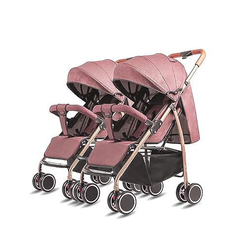 Image of Safe-O-Kid Wander Baby Twins Buggy Stroller with 1 Year Warranty Two Babies Pram /Kids /Infants /Toddlers of 0-3 Years with Swivel Wheel / 3 Point Safety Harness Belt /Multi Recline Position- Pink