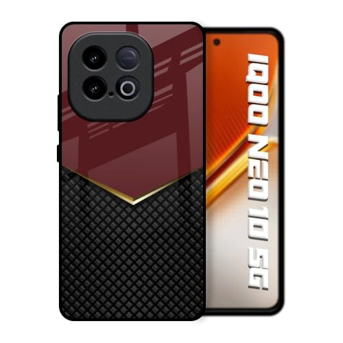 Image of Printed Tempered Glass Back Case Cover Compatible with iQOO Neo 10 5G - Shining Chevron Red Real Glass case