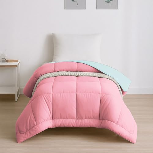 Image of HOME ELEGANCE Comfort Living Microfiber Reversible AC Comforter, 120 GSM, Soft & Cozy, Lightweight Quilt, All Season use, Machine Washable, Single - 60x90 inches - Candy Sky
