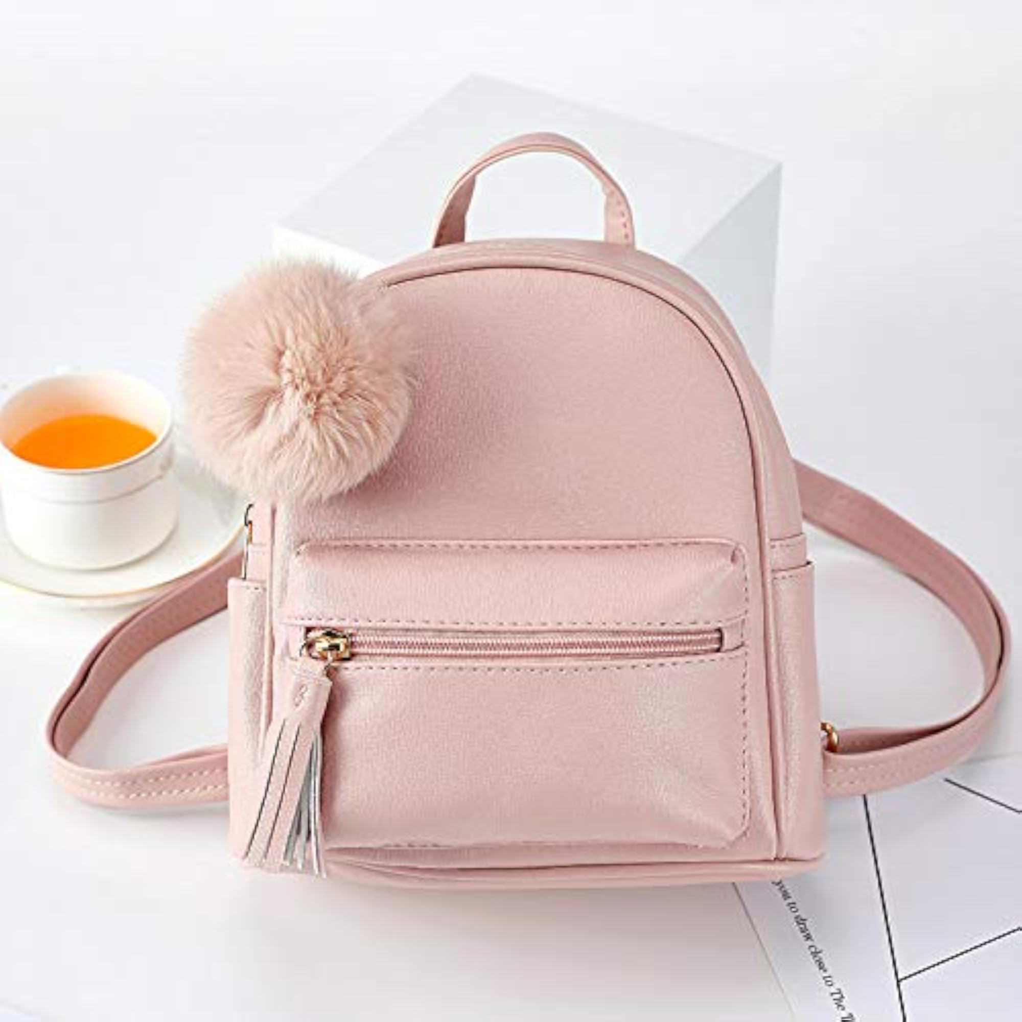 Women's Faux Leather Small Backpack, Fashion Casual Daypack