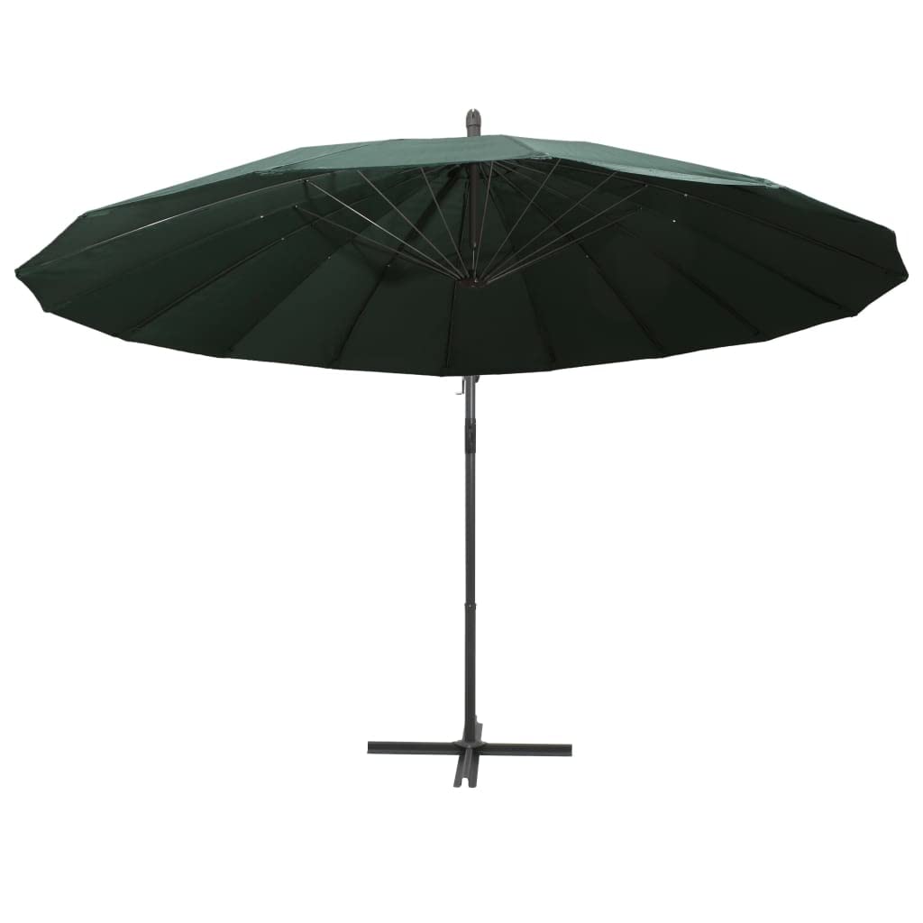 Sombrilla de Jardín con Mecanismo de Manivela y Base Cruzada, 16 Varillas y Poste de Aluminio para Protección UV y Espacio Extra Grande, Tela de Poliéster Fácil de Limpiar