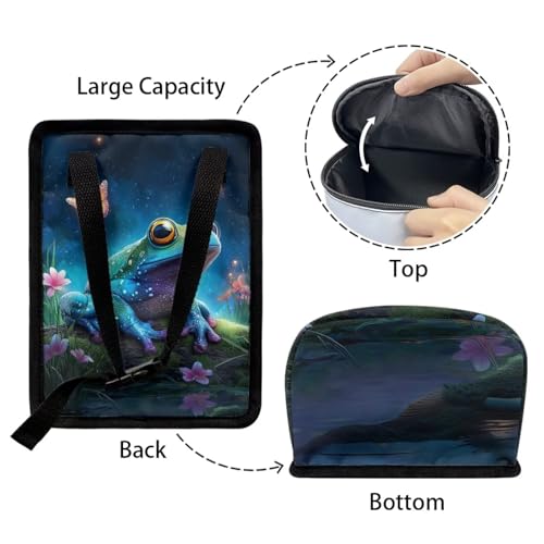 Image of Talayituse Butterfly Galaxy Frog Print Car Trash Bin, Large Size Auto Trash Can Adjustable Portable Garbage Can with Lid, Vehicle Hanging Bag for Headrest Front Back Seat