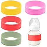 Matwsec 4PCS Baby Bottle Labels for Daycare Silicone Daycare Bottle Labels Anti-Slip Reusable Water Bottles Name Bands for Water Bottles to Write Name