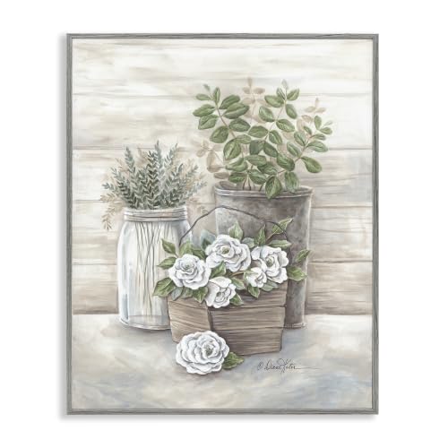 Country Succulents Rustic Jar Planter, 11 x 14 Inch Framed Giclée Print