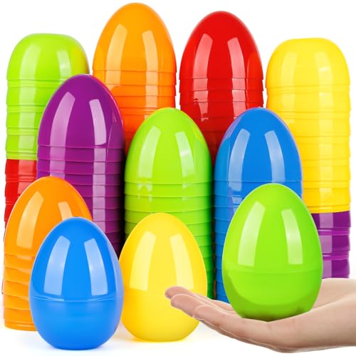 V-Opitos 3.5 Big Easter Plastic Eggs 36 PCS Bulk Empty Easter Eggs in 6 Colors Fillable Hinged Eggs for Easter Egg Hunt Basket Stuffers Fillers Easter Party Favor for Kids