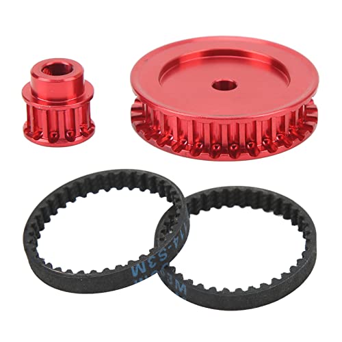 Phefop Piezas de Bricolaje de Actualización de Coche sobre Orugas, de Engranajes de Transmisión por Correa de bajo Ruido de Aleación de Aluminio para la Serie 1/10 RC (rojo)