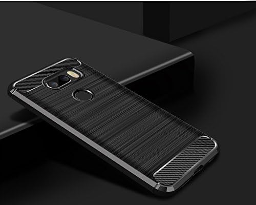 Dretal for LG V35 ThinQ Case, Carbon Fiber Shock Resistant Brushed Texture Soft TPU Phone case Anti-Fingerprint Flexible Full-Body Protective Cover for LG V35 ThinQ (Black)