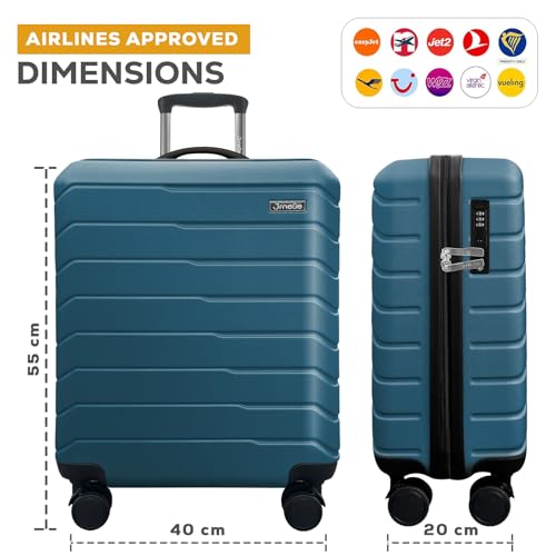 JRNEE Cabin Suitcase 55 x 40 x 20 cm Carry On Hand Luggage - ABS Hard Shell Ryanair Underseat Compatible 20 Inch Travel Bag - Lightweight, Water Resistant, TSA Lock, 360° 4-Spinner Wheels - Image 3