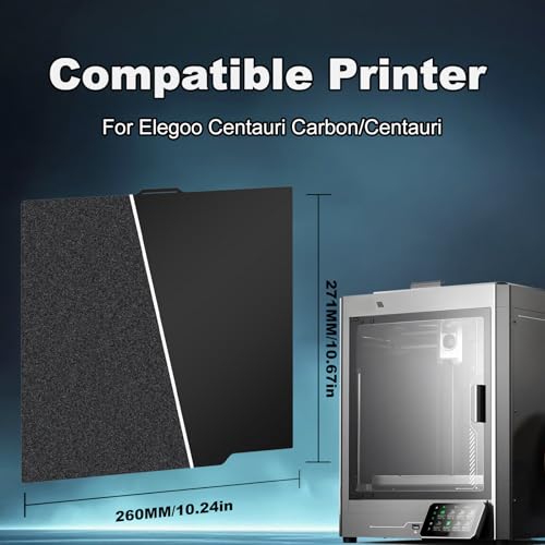 Image of 260x271mm Black Build Plate Double Sided Textured PEI+Smooth PEI Flexible Removable Spring Steel Heated Printing Bed Platform for Elegoo Centauri Carbon /Centauri Carbon2 /CC2 3D Printer