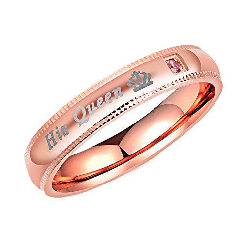 His Queen Wedding Bands Men's Women Stainless Steel Bridal Ring Set Couples Anniversary Engagement Promise Ring, Size 4