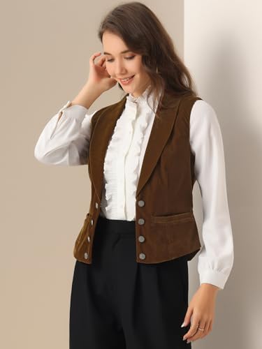 Chaleco de terciopelo para mujer casual con botones sin mangas 3