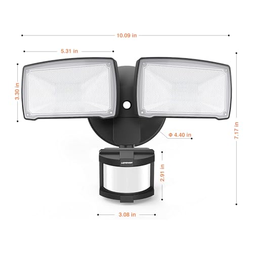 Lepower 005-SL-N931AC-BK Led Security Lights Motion Sensor Light Outdoor, 30W 3200Lm Motion Security Light, 5500K, Ip65 Waterproof, 2 Head Motion Detector Flood Light thumb #6