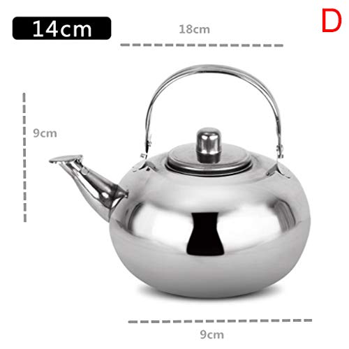 JYC/New.Hot.Sale | Tea Pot New Polished Stainless Steel Teapot with Lid Tea Kettle for Home Teapot with Tea Filter (SilverD)