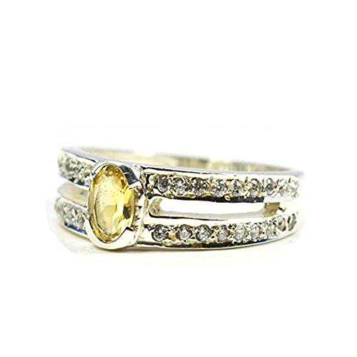 Bague argent 925 citrine naturelle ronde homme femme sterling