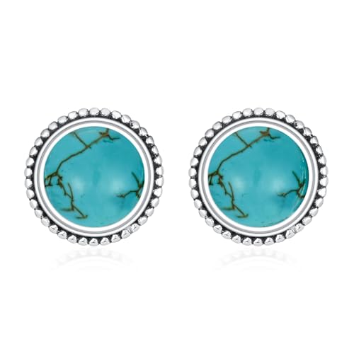 Boucles d'oreilles turquoise argent 925 anti-allergies pour lobes sensibles