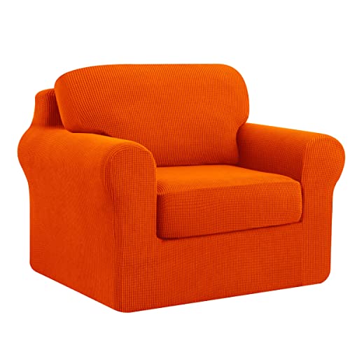 Subrtex 1 Piece Cushion Cover Bundles 3 Piece Armchair Cover Stretch Couch Slipcover With Separate Backrest Covers And Cushion Covers Slipcover Sets For Living Room（Cushion+Armchair,Orange） #TOP2