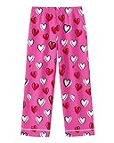 LANKMEI Girl's Pajama Pants Sleepwear Soft Fashion Lounge PJ Bottoms with Pockets, Heart Hot Pink, 13-14 Years = Tag 170