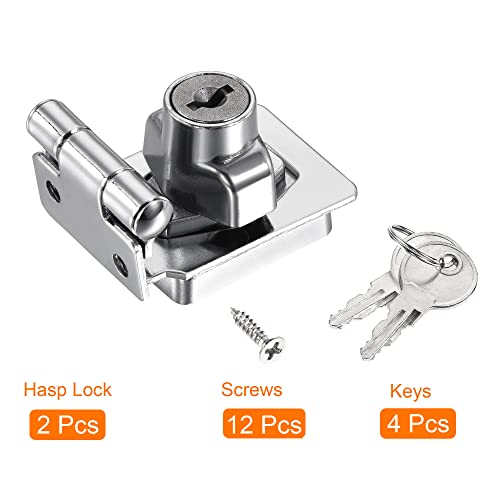 Image of MECCANIXITY 2.5 Inch Keyed Different Hasp Lock 90 Degree Chrome Plated Twist Knob for Cabinet Door Drawer, Silver Pack of 2
