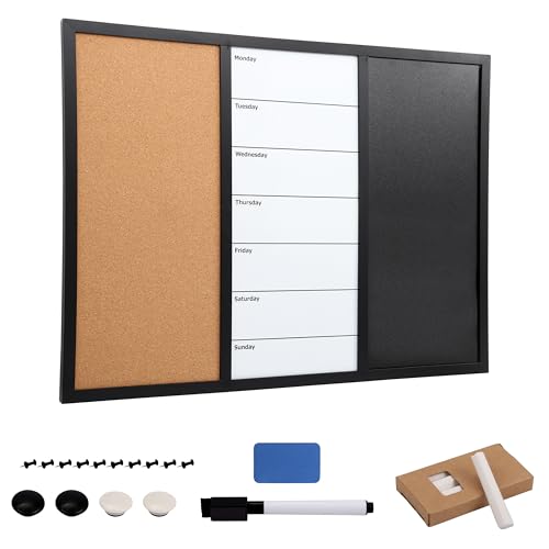 Kurtzy 3-In-1 Pinnwand Kombi-Tafel magnetisch - Tafel aus Kork...