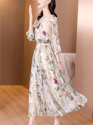 Summer Floral Silk Elegant Bodycon Midi Dress Women Light Office Dress Korean Vintage Party Night Dress4