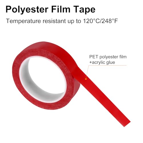 Image of uxcell 1 Rolls Red 1.02 Inch x 72 Yards Polyester Film Electrical Tape PET Tape High Temperature Heat Resistant Tape for Transformer Motor Wire 5S Positioning Logo,26mm x 66m