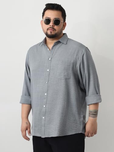 Image of Urbano Plus Men's Linen Blend Full Sleeve Relaxed Fit Casual Solid Shirt