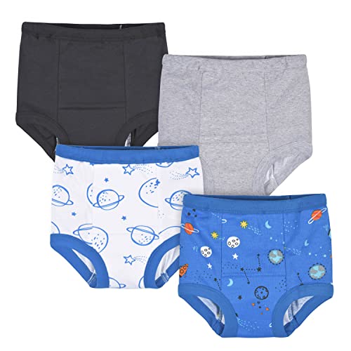 Gerber Baby Boys Infant Toddler 4 Pack Potty Training Pants Underwear Space Blue and Black 2T