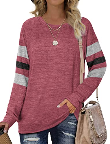 Womens Sweaters Cozy Sweatshirts Long Sleeve Fall Clothes for Teen Girls Burgundy XXL