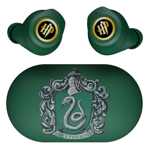 iJoy Harry Potter Slytherin Wireless Bluetooth Earbuds with Charging Case, Built-in Mic, 30 Hr Playtime, Officially Licensed | Harry Potter Gifts for...