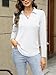 ORANDESIGNE Women's Long Sleeve Polo Shirts Casual Color Block V Neck Tops Fall Collar Ladies Tunics Tees A-white