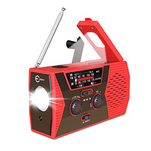 [Upgraded Version] Esky Emergency Solar Hand Crank Radio, NOAA Weather Radio for Emergency
