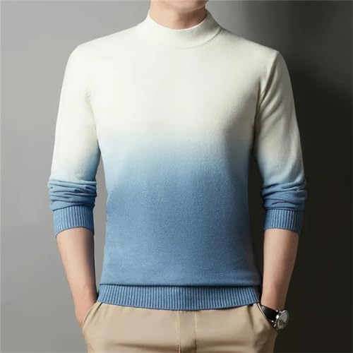 Winter Men Half Turtleneck Thicken Gradient Color Sweater Fashion Warm Casual Knitted Pullovers2