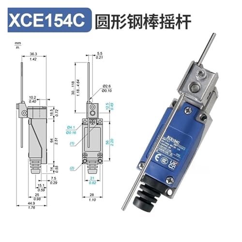 Interrupteur de course XCE119C robuste à rupture brusque pour automates industriels