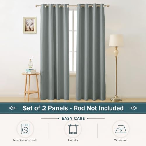 Image of Cloth Fusion Blackout Long Door Curtains 8 Feet Set of 2, Silver Grey | Up to 90% Sunlight Block, Room Darkening, 3-Layer Triple Weave, Thermal Insulated, Stainless Steel Grommets