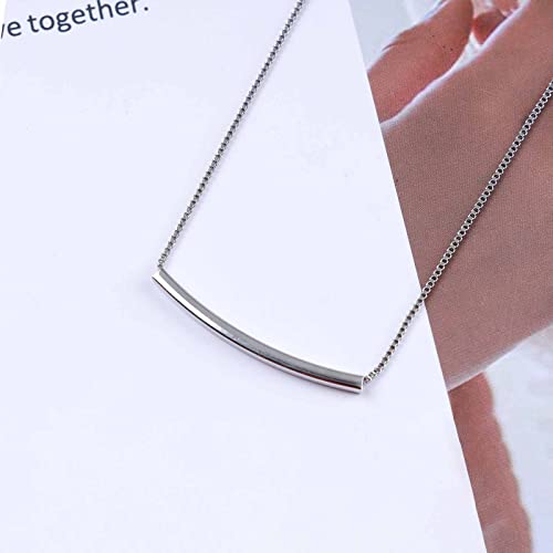 Erimberate XLP-01011 Punk Horizontal Bar Pendant Necklace Balance Tube Bar Chain Necklace Silver Bar Collar Necklace Minimalist Horizontal Bar Choker Necklace Jewelry thumb #2