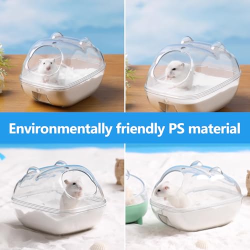 ZYETGH Hamster Sandbad, Hamster Badezimmer mit Leiter und Schaufel Hamster Toilette Transparent Sandbad Badewanne für Hamster Meerschweinchen Mäuse Gerbils (L 16 * 11 * 11CM)