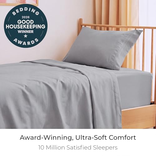Image of Mellanni Twin XL Sheets Set - 3 PC Iconic Collection Bedding - Hotel Luxury, Extra Soft, Cooling Bed Sheets - Wrinkle, Fade, Stain Resistant (Twin Extra Long, Light Gray)