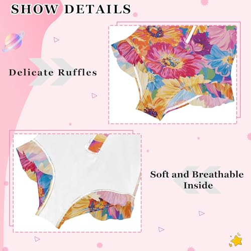 ALAZA Toddler Swimsuit Girl Bathing Suit Swimwear Rash Guard Oilpainting Flower Long Sleeve 3T 6