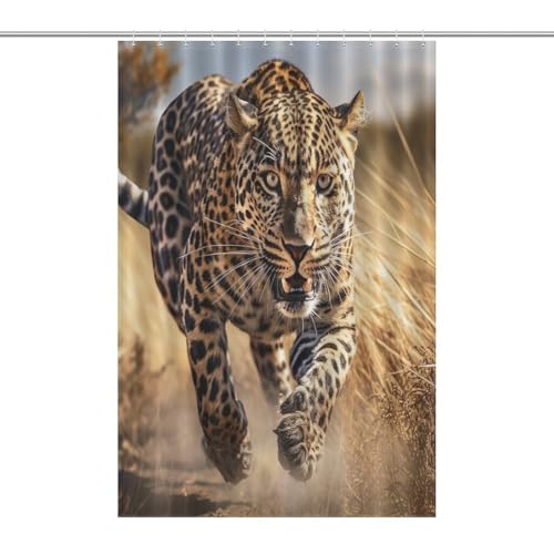 Rideau de douche léopard 122x183 cm lavable en polyester imperméable - 7