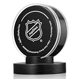 JupDec Hockey Puck Display Case Acrylic Clear Holder with Wood Base, Autograph Souvenir Display Stand, Perfect Showcase for Your Collection, Black, 1 Pack